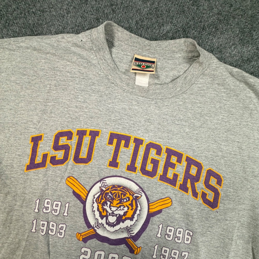 Red Oak LSU Tigers NCAA National Champions Shirt Mens XL Gray Vintage Style 0919